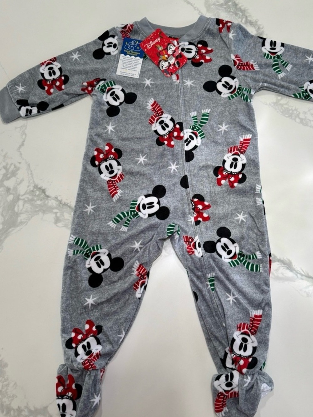 Disney Baby Minnie & Mickey Mouse Winter or Holiday Pajamas 18M NEW